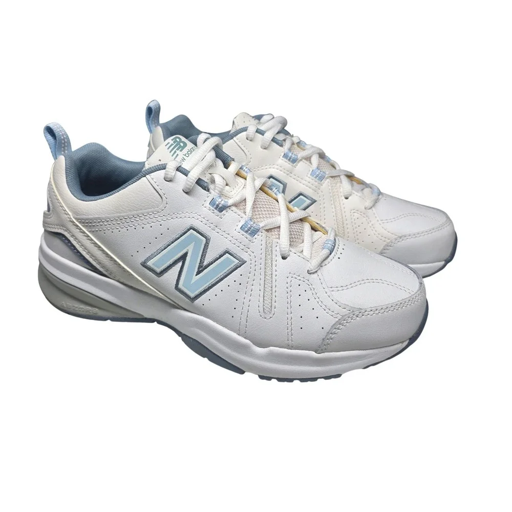 New Balance 608 Womens Size 8 White Blue Leather Chunky Training Shoes WX608WB5